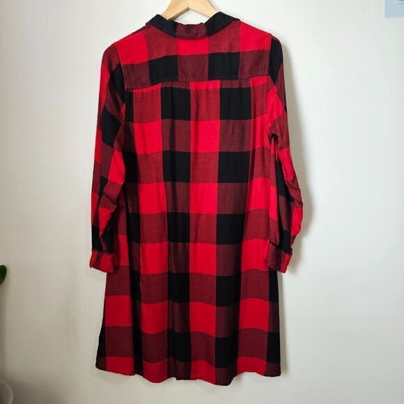 EUC LIKE NEW OLD NAVY RED PLAID TUNIC LONGSLEEVES SIZE M WOMENS - Picture 5 of 13